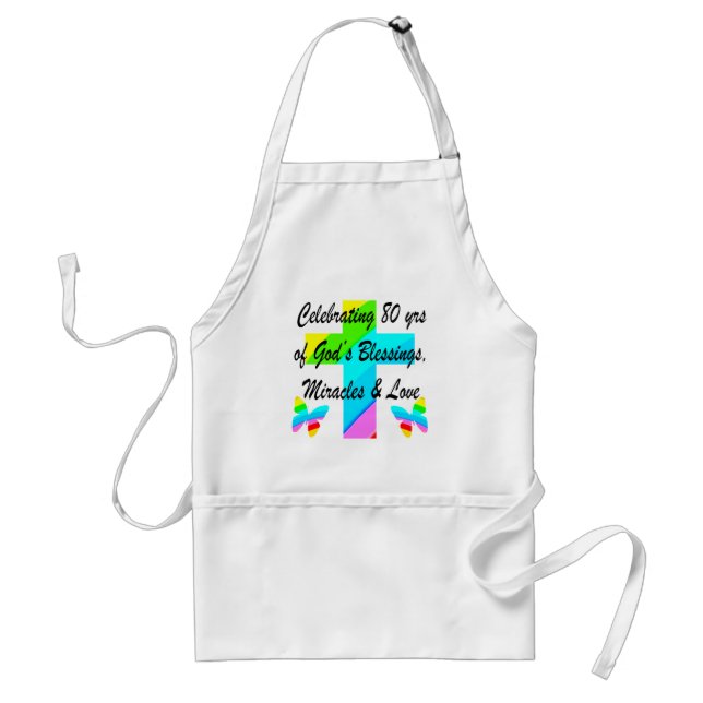 RELIGIOUS PERSONALIZED 80TH BIRTHDAY DESIGN ADULT APRON (Front)