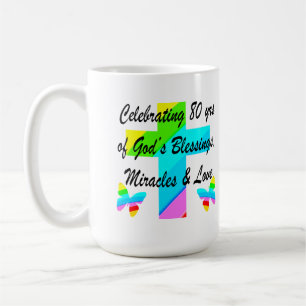 RELIGIOUS PERSONALIZED 80TH BIRTHDAY DESIGN COFFEE MUG
