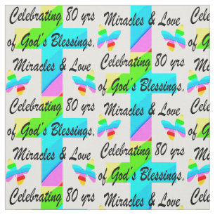 RELIGIOUS PERSONALIZED 80TH BIRTHDAY DESIGN FABRIC