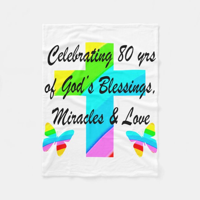 RELIGIOUS PERSONALIZED 80TH BIRTHDAY DESIGN FLEECE BLANKET (Front)