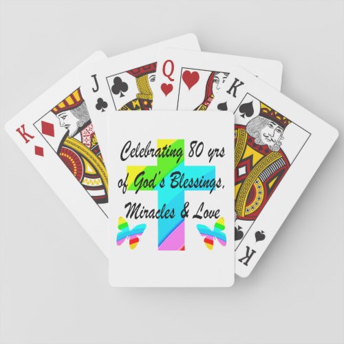 RELIGIOUS PERSONALIZED 80TH BIRTHDAY DESIGN PLAYING CARDS