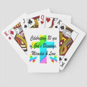 RELIGIOUS PERSONALIZED 80TH BIRTHDAY DESIGN POKER CARDS