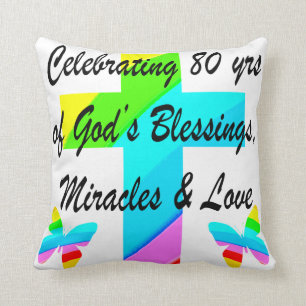 RELIGIOUS PERSONALIZED 80TH BIRTHDAY DESIGN THROW PILLOW
