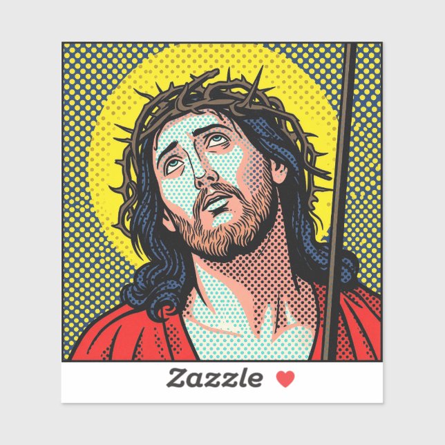 Religious Pop Art Crown of Thorns Halftone Comic P Sticker (Sheet)