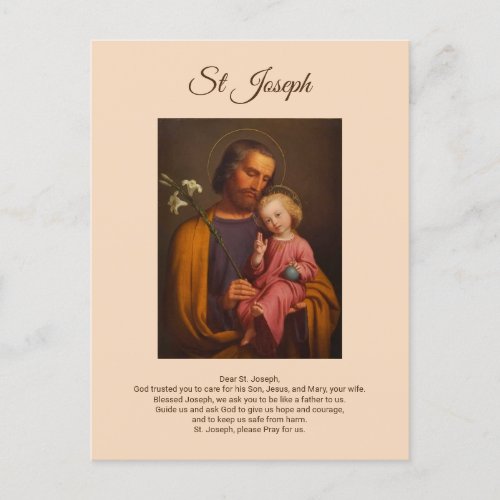 Religious Prayer to St Joseph Catholic Postcard