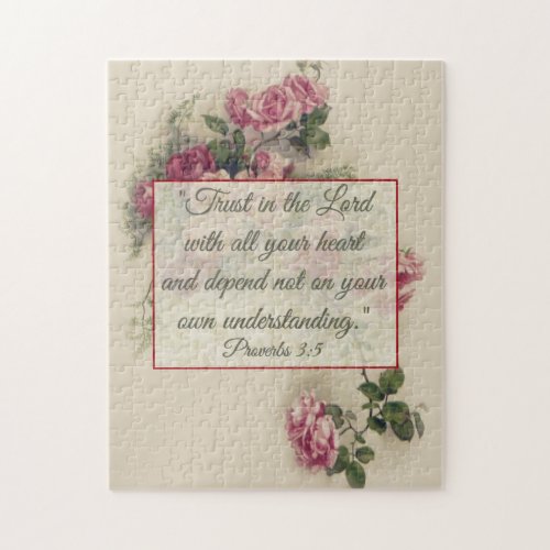 Religious Proverbs 35 Scripture wpink roses Jigsaw Puzzle