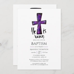 Religious Purple Galaxy Christian Baptism Invitation