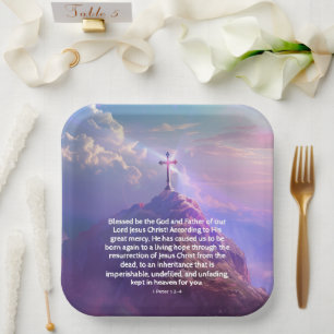 Religious Resurrection Day Cross Party Paper Plates