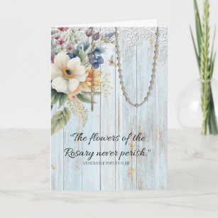 Religious Rosary Floral Bouquet Prayer Card