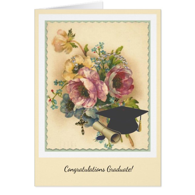 Religious Rosary Graduation Commencement Cards (Front)