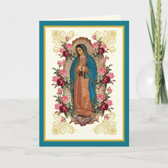 Religious Roses Virgin Guadalupe Spanish  Card (Front)