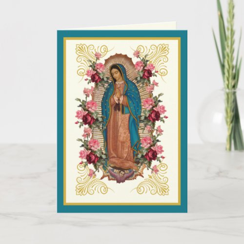 Religious Roses Virgin Guadalupe Spanish  Card