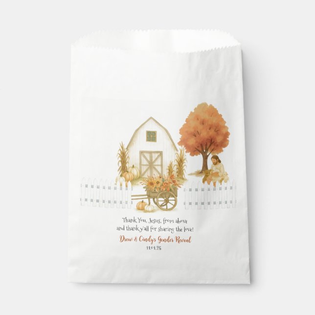 Religious Rustic Fall Gender Reveal Favor Bags (Front)