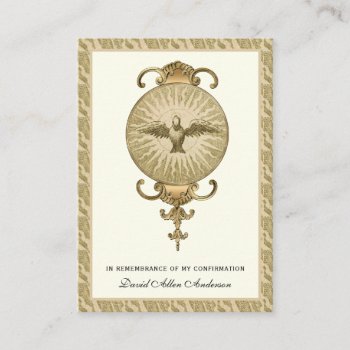 Religious Sacrament Confirmation Gold Holy Card -- by ShowerOfRoses at Zazzle