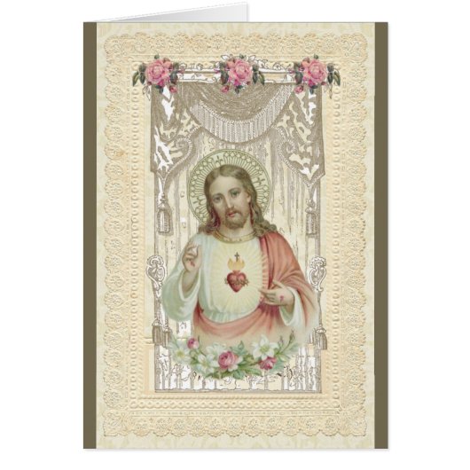 Religious Sacred Heart Jesus Floral Vintage (Front)