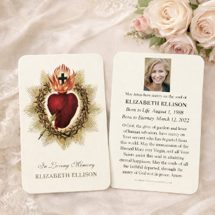 Religious Sacred Heart Jesus Funeral Prayer Card