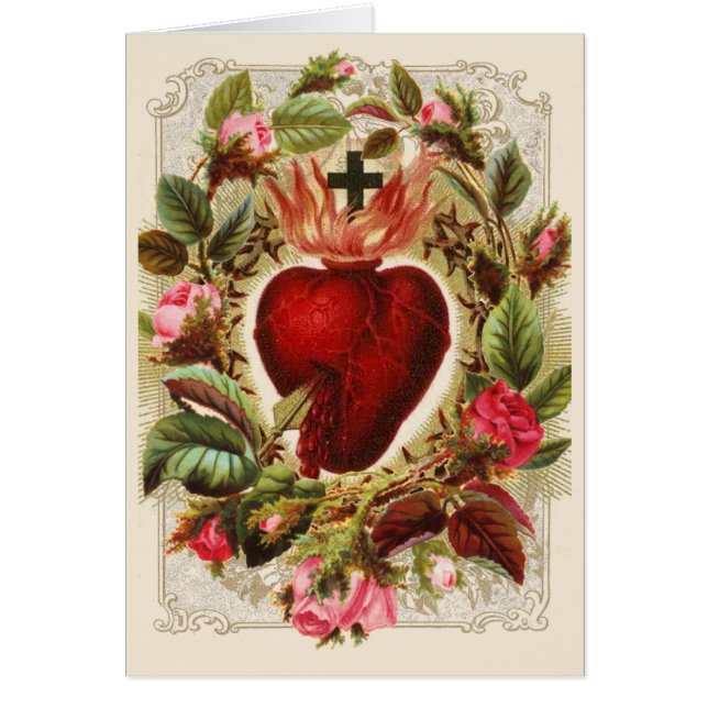 Religious Sacred Heart Jesus Roses Catholic  (Front)