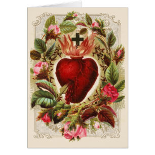 Religious Sacred Heart Jesus Roses Catholic Cards