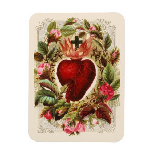 Religious Sacred Heart Jesus Roses Catholic  Magnet