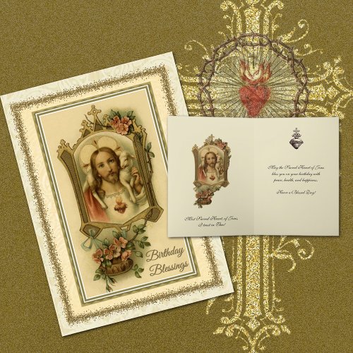 Religious Sacred Heart of Jesus Catholic Birthday Card