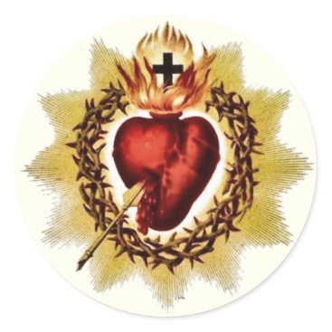 Religious Sacred Heart of Jesus Catholic Classic Round Sticker