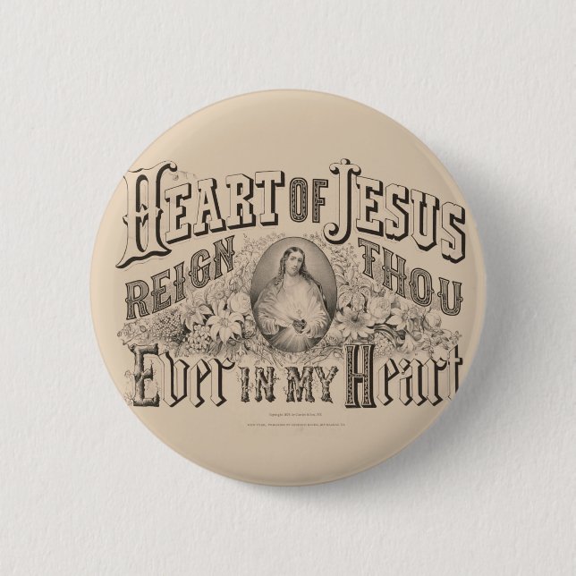 Religious Sacred Heart of Jesus Catholic Prayer Button (Front)