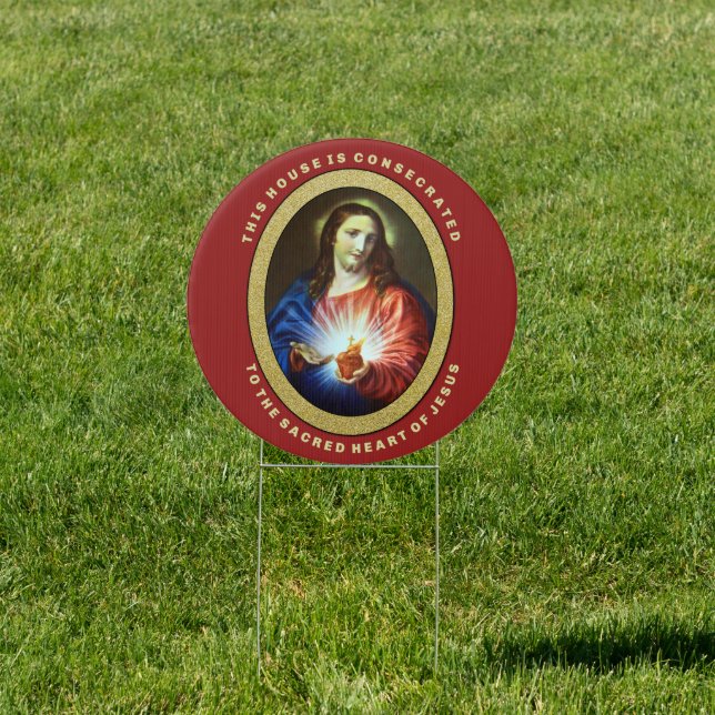 Religious Sacred Heart of Jesus Cross Floral Sign (Insitu)