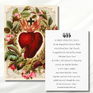 Religious Sacred Heart Prayer for Departed Soul Place Card