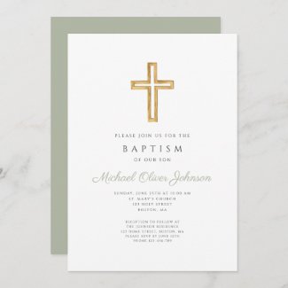 Religious Sage Green Wood Cross Baptism