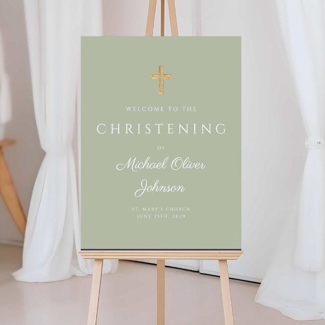 Religious Sage Green Wood Cross Christening Foam Board (Religious Sage Green Wood Cross Christening Foam Board)