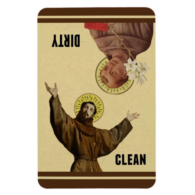 RELIGIOUS SAINTS ANTHONY & FRANCIS DISHWASHER MAGNET (Vertical)