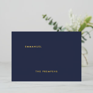 Religious Script Emmanuel God With Us Navy & Gold Foil Holiday Card