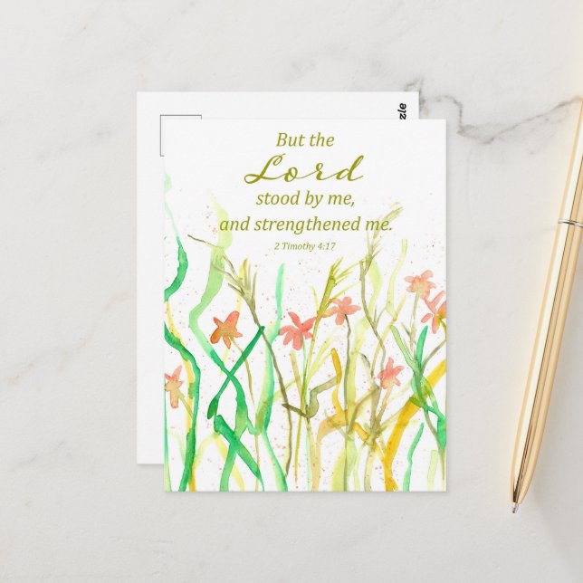 Religious Scripture 2 Timothy Wildflower Bouquet Postcard (Front/Back In Situ)