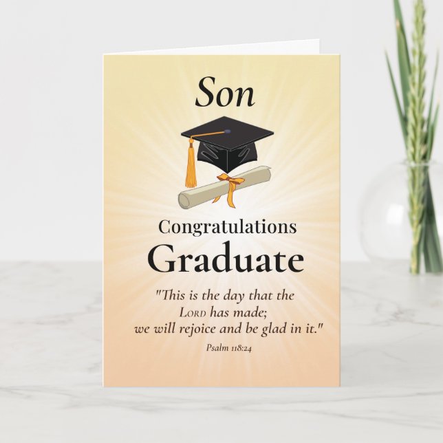 Religious Son Graduation Congratulations Scripture Card (Front)
