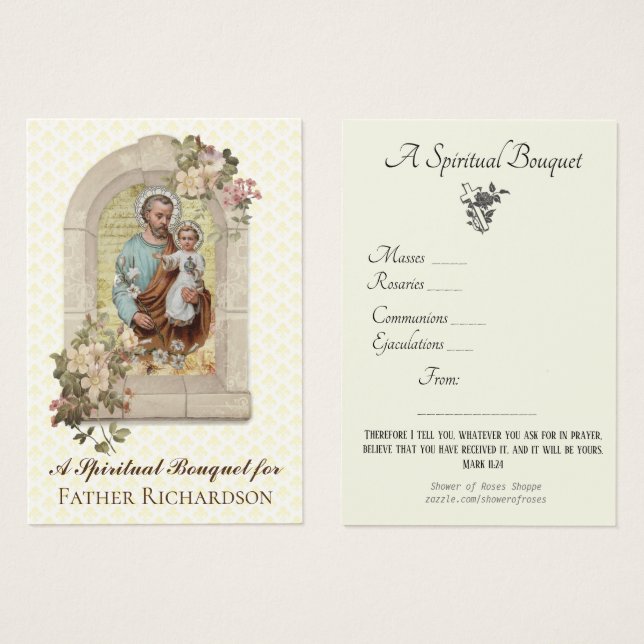 Religious Spiritual Bouquet Prayer Holy Card (Front & Back)