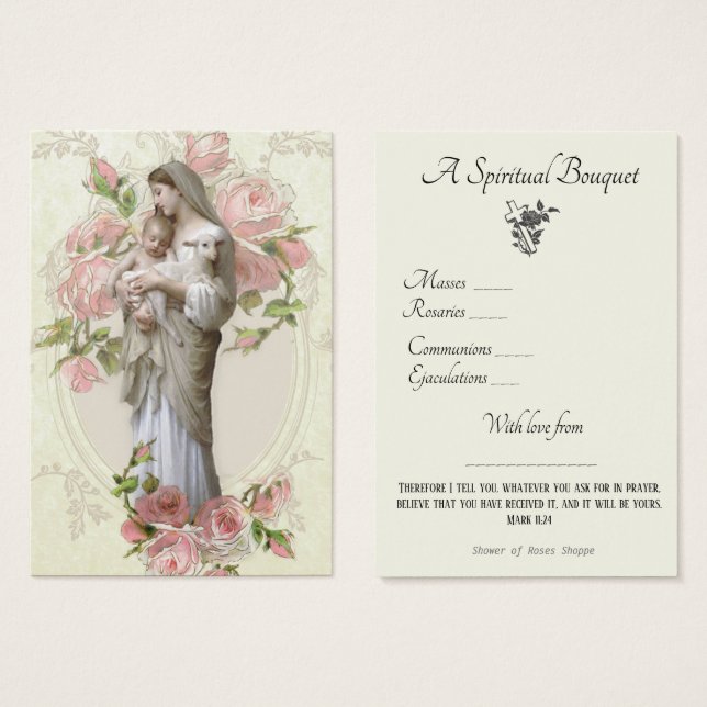 Religious Spiritual Bouquet Prayer Holy Card (Front & Back)