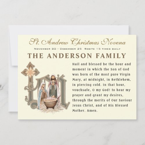 Religious St Andrew Christmas Novena Prayer Card