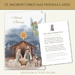 Religious St. Andrew  Christmas Novena Prayer  Holiday Card<br><div class="desc">This is a beautiful traditional religious watercolor image of the Holy Family, St. Joseph and the Blessed Mother with the Baby Jesus. The image above prayer is St. Andrew with his cross. All text and fonts can be modified. St. Andrew Novena Prayer Hail and blessed be the hour and moment...</div>