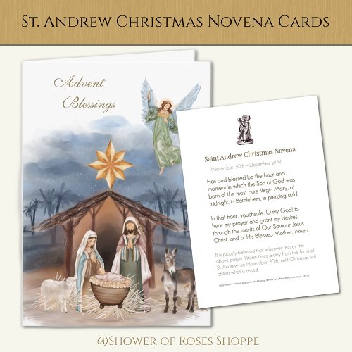 Religious St Andrew  Christmas Novena Prayer  Holiday Card