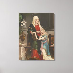 Religious St. Anne Blessed Virgin Mary Vintage Canvas Print