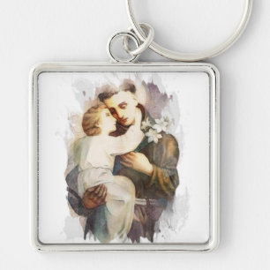Religious St. Anthony Baby Jesus Vintage Keychain