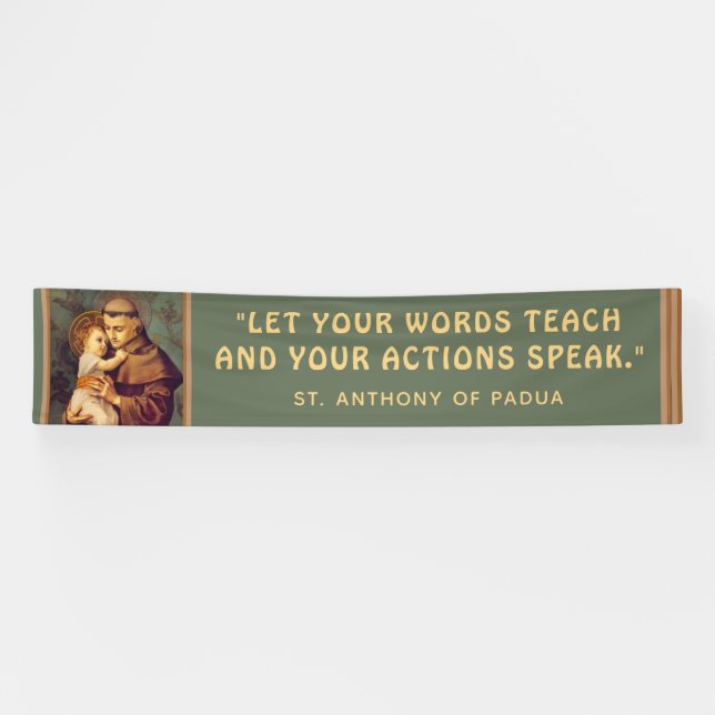Religious St. Anthony of Padua Baby Jesus Outdoor Banner (Horizontal)