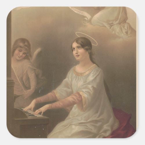 Religious St Cecilia Patron Musicians Angels Square Sticker