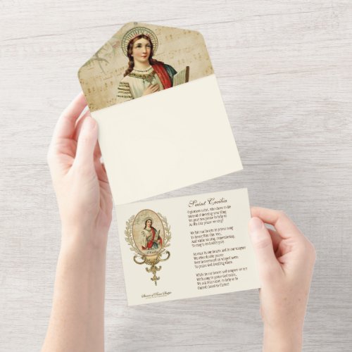 Religious St Cecilia Vintage Musicians  All In On All In One Invitation