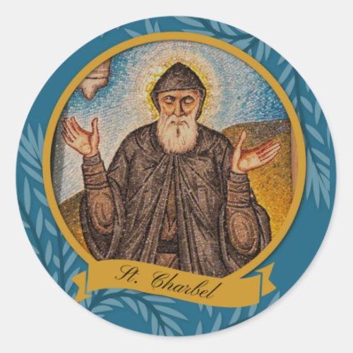 Religious St Charbel Sharbel Catholic Prayer Card Classic Round Sticker