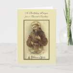 Religious St. Francis Catholic Brother Birthday Card<br><div class="desc">"Featuring a anniversary card with a traditional Catholic image of St. Francis of Assisi adoring the Crucifix." All text and foncan be modified for any special attendant person.</div>