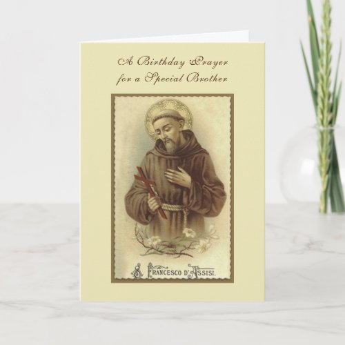 Religious St Francis Catholic Brother Birthday Card