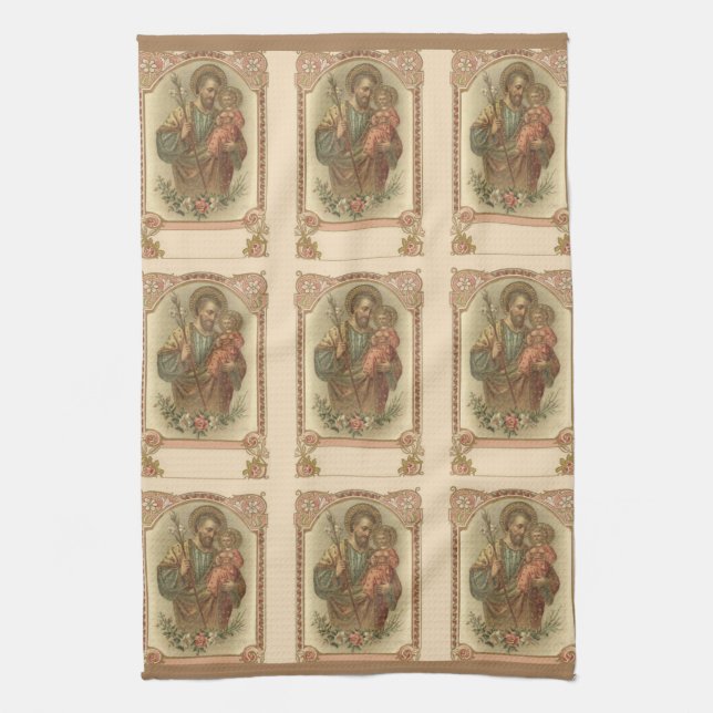 Religious St. Joseph and the Child Jesus Kitchen Towel (Vertical)