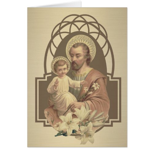 Religious St Joseph Baby Jesus Gold Elegant