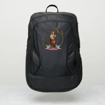 Religious St. Joseph Jesus Catholic Floral Port Authority® Backpack by ShowerOfRoses at Zazzle